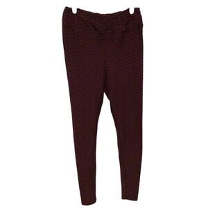 Justify Women's Burgundy & Black Textured Stretch Leggings Size Medium